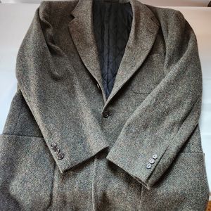 LL Bean Green Thinsulate Wool Blend Blazer Jacket L Reg Vtg Tweed Sport Coat USA